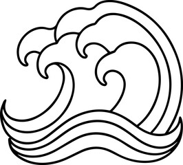 Naklejka premium wave outline line art illustration, coloring book page