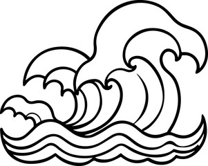 wave outline line art illustration, coloring book page