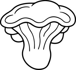 king oyster mushroom outline line art illustration, coloring book page