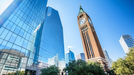 Naklejka premium Architectural marvels and timeless elegance in the urban skyline of Dallas