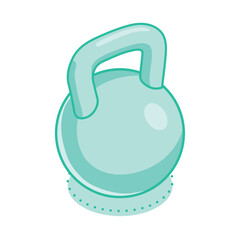 Isometric kettlebell icon. Gym equipment. Illustration. Outline style. Green colors.