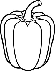 bell pepper outline line art illustration, coloring book page