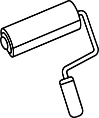 paint roller outline line art illustration, coloring book page