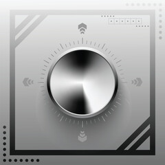 Abstract Metallic Control Knob Silver Dial with Technological Indicators