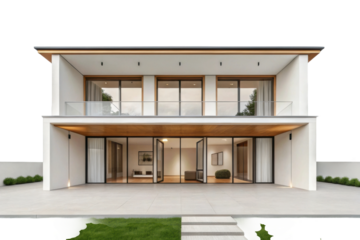 PNG Modern two-story house with contemporary glass design