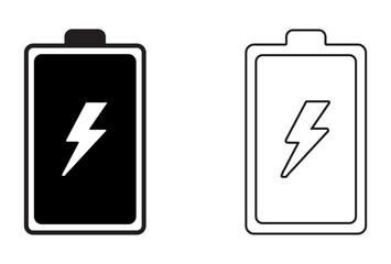 Battery Icons and Their States. Battery icon set vector. battery charging symbol, battery charge level vector. solid and line icon.