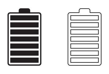 Battery Icons and Their States. Battery icon set vector. battery charging symbol, battery charge level vector. solid and line icon.