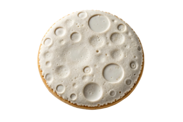 PNG Moon surface-inspired cookie with crater-like icing texture