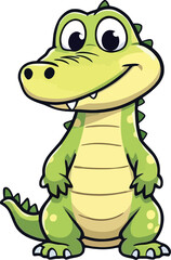 Fototapeta premium Vector Logo Cute Cartoon Dinosaur, Dinosaur Icon, Friendly Green Reptile, Fun Mascot Illustration, Playful Vector Dinosaur Sticker