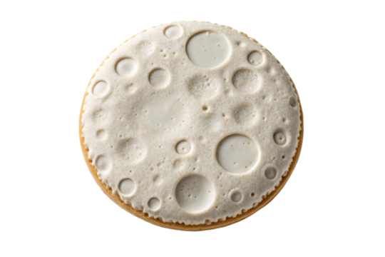 PNG Moon surface-inspired cookie with crater-like icing texture