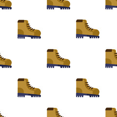 Seamless Pattern of Hiking Boots, Adventure Footwear for Outdoors Theme