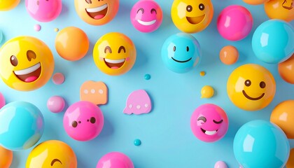 Custom AI Model Colorful Emoji Balloons Joyful Smiles Happy Party Celebration