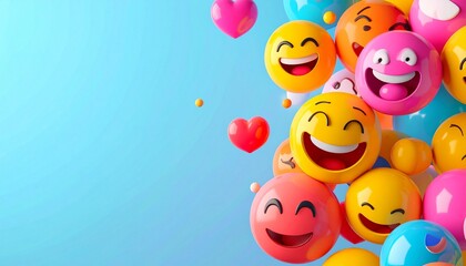 Custom AI Model Colorful Emoji Balloons Joyful Smiles Happy Party Celebration