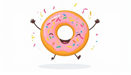 Custom AI Model Happy Pink Donut Cartoon Character Sprinkles Joyful Celebration