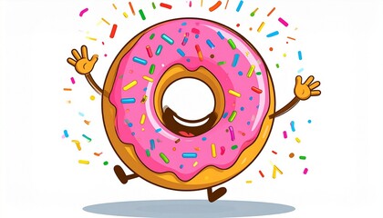 Custom AI Model Happy Pink Donut Cartoon Character Sprinkles Joyful Celebration