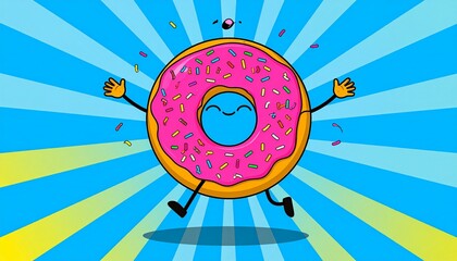 Custom AI Model Happy Pink Donut Cartoon Character Sprinkles Joyful Celebration