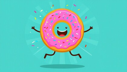Custom AI Model Happy Pink Donut Cartoon Character Sprinkles Joyful Celebration