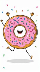 Custom AI Model Happy Pink Donut Cartoon Character Sprinkles Joyful Celebration