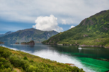 Fototapeta premium landscapes of Myrland Beach, Lofoten Islands, Noruega