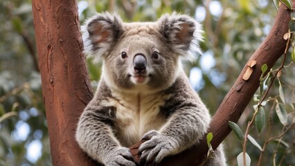Obraz premium A koala climbing a tree