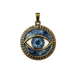 Evil Eye Pendant Necklace - Blue and Gold Amulet Charm
