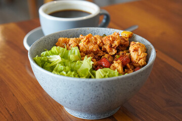 Chicken spicy garlic, captured on May 20, 2025. Crispy chicken tossed in a bold garlic sauce with...