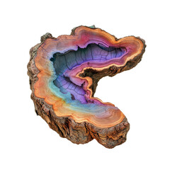 Fototapeta premium Rainbow Resin River in Wood Slice Vibrant Artistic Live Edge Tabletop