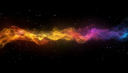 Obraz premium Colorful abstract cloud of smoke or dust on a black background. Abstract colorful powder splash, space galaxy, and cosmic nebula concept. 