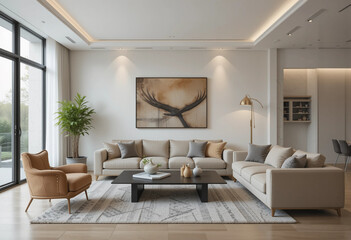 Modern Living Room Interior with Stylish Comfortable Sofa