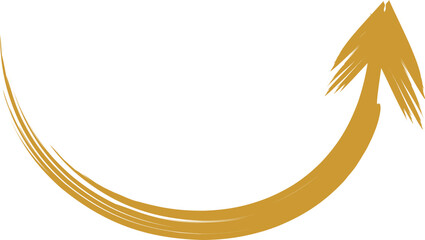 golden arrow sign curves up direction up or down, scratch and brush