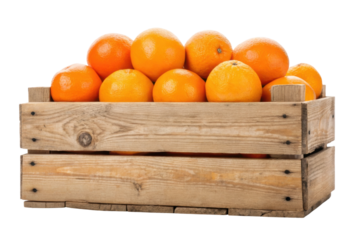 PNG Crate of fresh oranges in wooden box