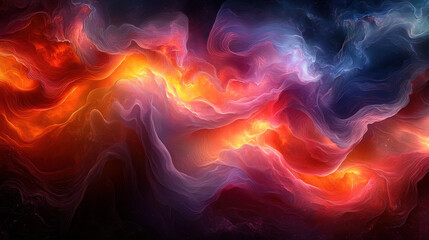Fototapeta premium A swirling vortex of vibrant hues and intricate patterns, a digital canvas where lines and forms dance in an abstract ballet, evoking a sense of boundless imagination and creative energy 