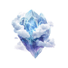 Obraz premium Mystical Crystal Shard in Clouds with Lightning Bolts