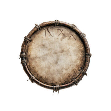 Ancient Hand-Drum with Runes, Top View