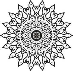 Intricate Mandala Design: A mesmerizing black and white mandala art piece, a symbol of balance, harmony, and spiritual journey, in the art of the circle.