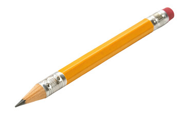 PNG Yellow wooden pencil with pink eraser on white background
