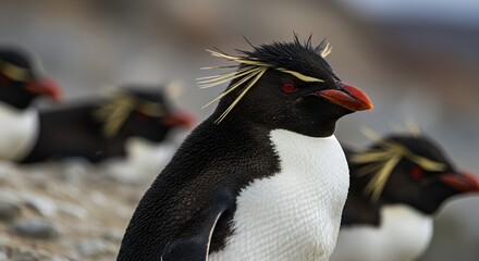 Majestic Macaroni Penguin Close-Up in Antarctica
