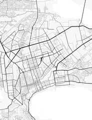 Fototapeta premium Baku, Azerbaijan. Perfect for posters, printing, wallpaper, and home decor. Contains information on places of interest, roads, toll roads, rivers, mountains, parks, etc