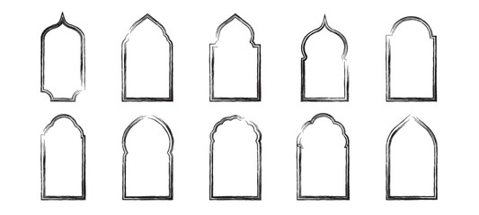 Vintage decorative frames shape set, brush stroke label and badge, borders, banners, panel, classic label shape design elements Vector illustration collections