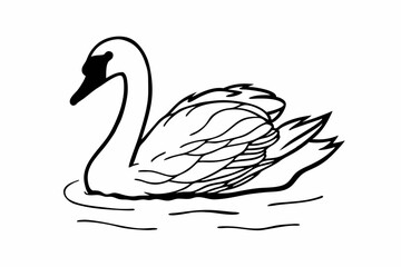 duck swimming with soft lines  silhouette vector
