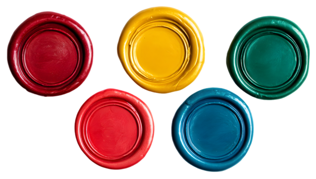 Colored wax seals stamps collection design elements