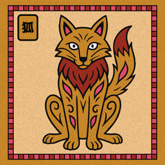 Japanese Folk Art Fox Illustration
