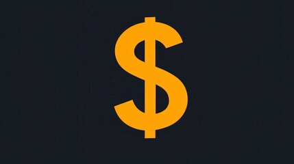 Gold Dollar Sign on Black Background  Finance  Currency  Money Symbol