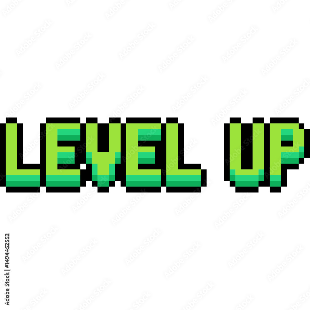 Fototapete pixel art game text set: winner, level up, game over. 8-bit retro style icons. video game message