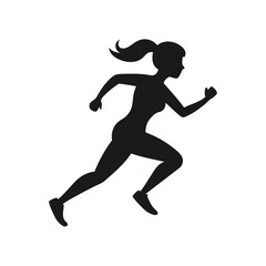 Girl Sprinting Silhouette Athletic Form Illustration