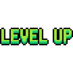 Pixel art game text set: winner, level up, game over. 8-bit retro style icons. Video game message