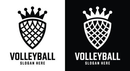 Volleyball Team Logo Black Shield Symbol for Sports Clubs and Competitive Teams