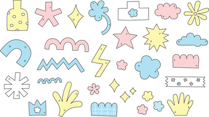 Cute Pastel Doodle Elements for Aesthetic Design