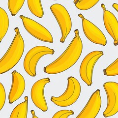 Flat Style Banana Icons in Repeating Pattern