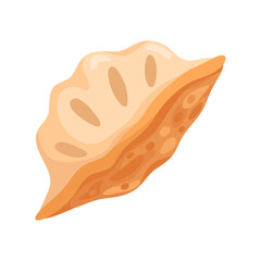 Delicious Dumpling Illustration on White Background Showcasing Detailed Texture and Golden-Brown Color